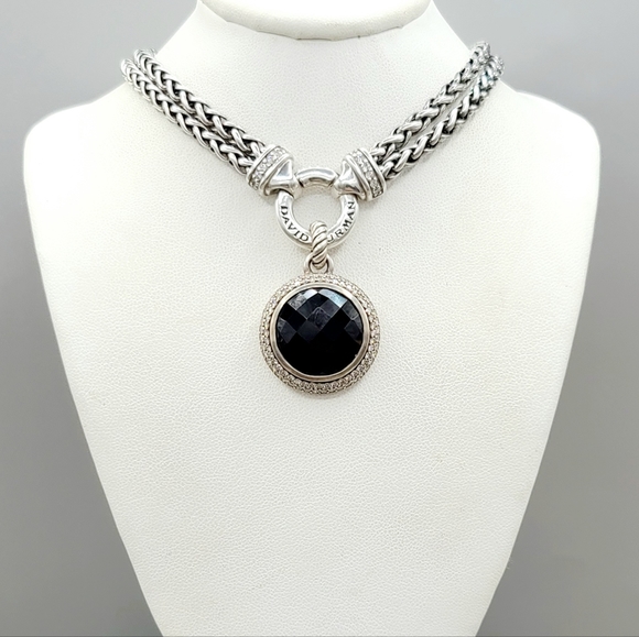 David Yurman Cerise 18mm Black Onyx Diamond Pendant - Picture 6 of 10